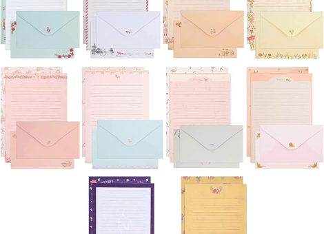 90PCS Stationary Paper and Envelopes Set, writing paper stationery set,10 Different Style Cute Writing Stationery Paper Letter Set(60 stationery paper + 30 envelopes)