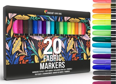 20 Fabric Markers Pens Set – Indelible and Permanent Fabric Paint Fine Point Textile Marker Pen